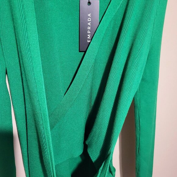 Emprada Ribbed Knit Wrap Dress Long Sleeve Green Plus 3X New - Stretch Comfort - Picture 6 of 7